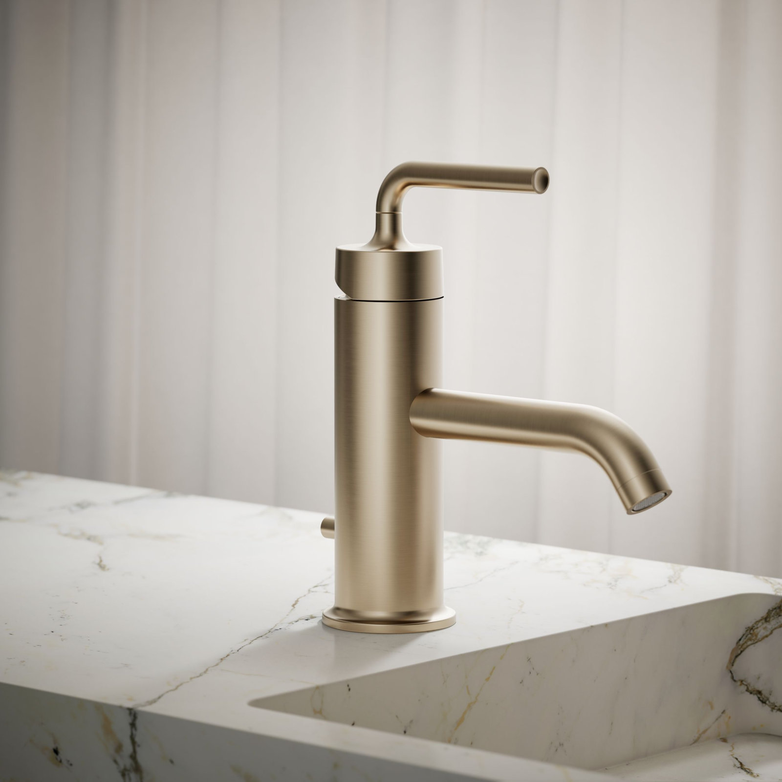 Purist Single Hole Bathroom Faucet with Drain Assembly, Vibrant Brushed Bronze