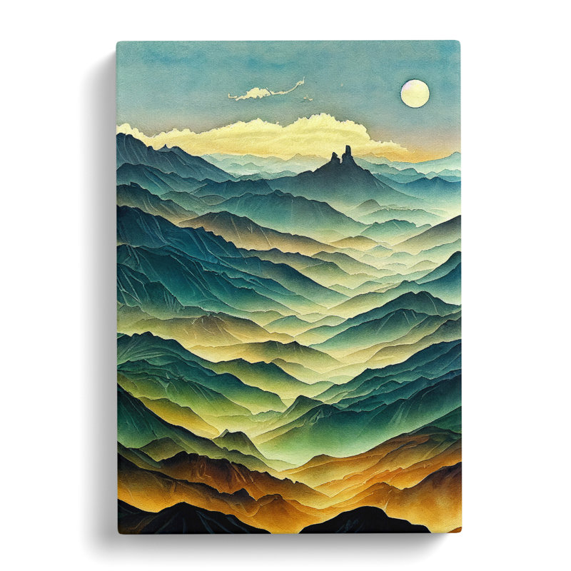 Painting Of A Mountain Landscape No.5 - Print, Wrapped Canvas, 50cm H x 35cm W, No Matte