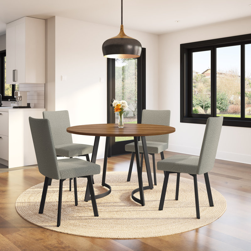 Chaise rembourrée Lykins, Noir, Beige clair et gris