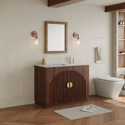 Meuble-lavabo autoportant de 36 po brun, base de meuble-lavabo simple, sans lavabo