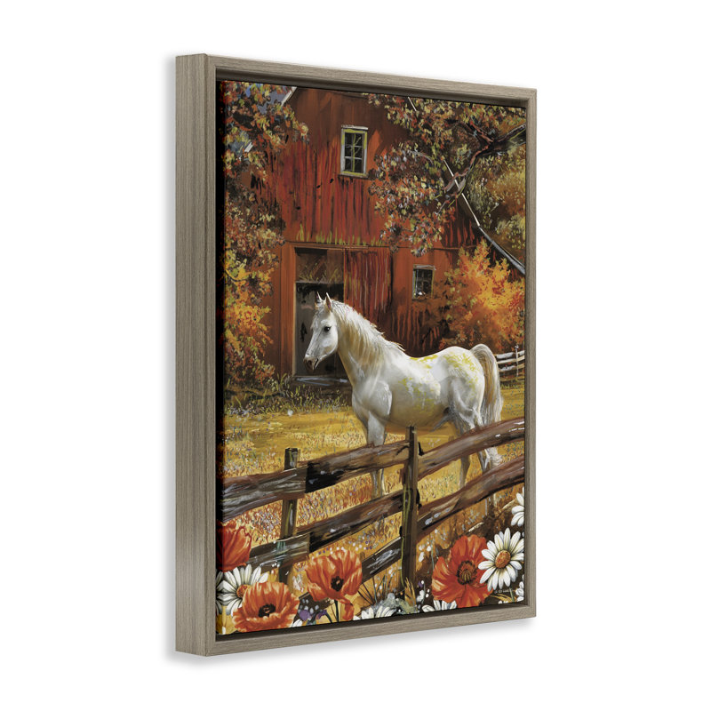Cadre flottant campagnard Country Horse, par Ed Wargo, Cadre flottant orme Montalcino, H 21 po x l 17 po