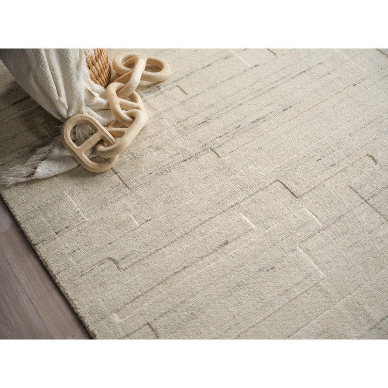 Malmo hand-knotted New Zealand Wool Ivory Area Rug, 6'X9'