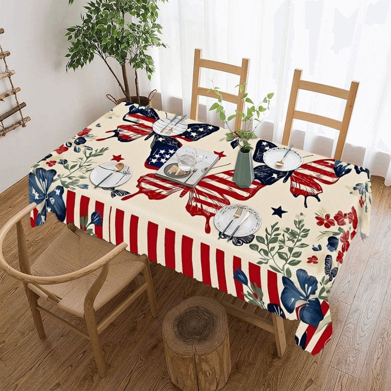 Nappe pour salle à manger 60 po x 120 po Patriotic Butterfly Flower