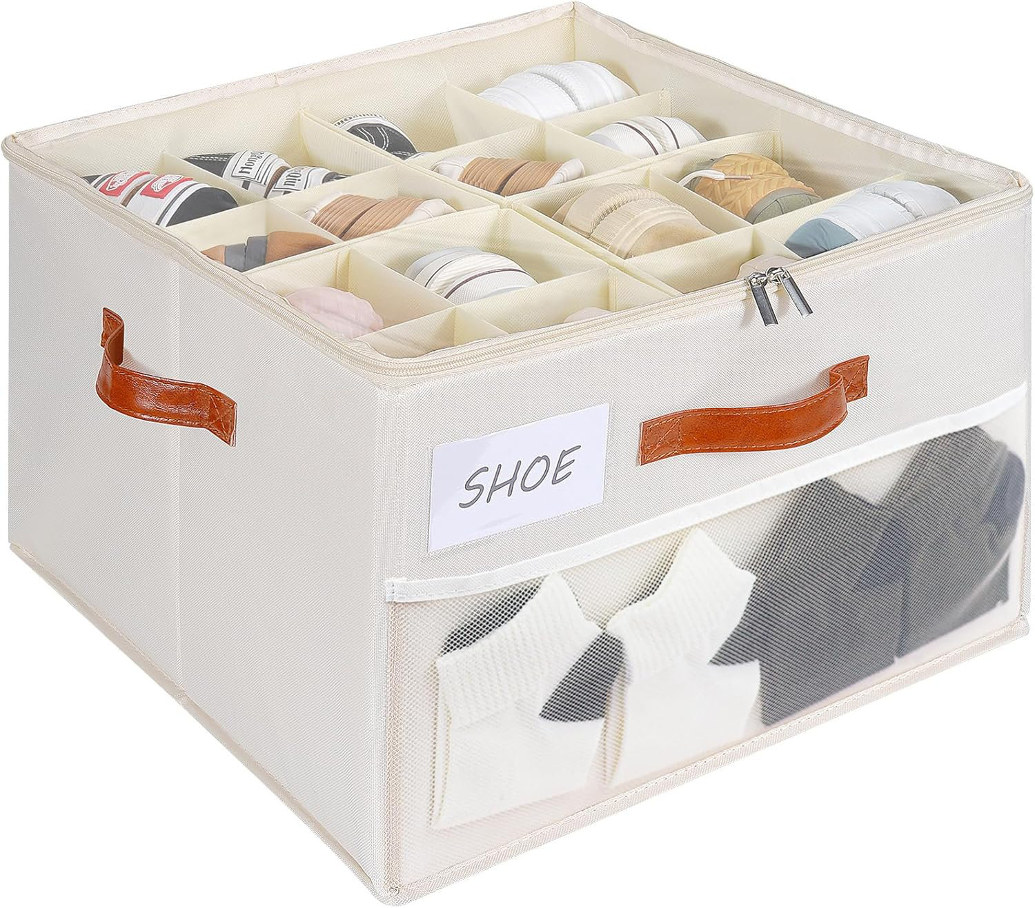 Organisateur Chaussures Pliable Noir - Boîte Rangement Chaussures Transparent Avec Couvercle Et Poignées, Idéal Placard 12-16 Paires