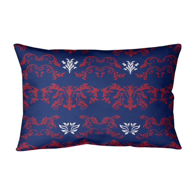 Housse de coussin Football Baroque, Rouge / bleu foncé / blanc, Faux lin