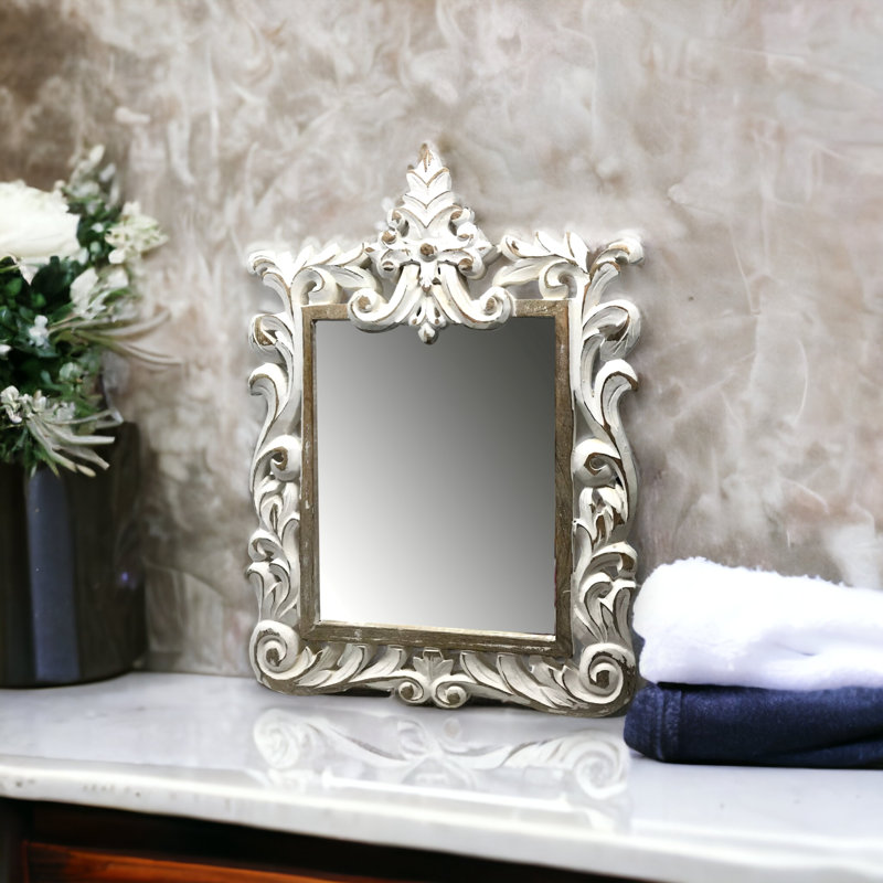 Miroir de table Royal Orleans blanc délavé, Blanc