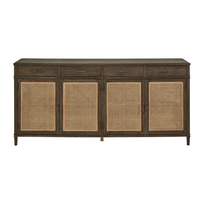 Cambridge 78'' Charcoal Gray Solid Wood Sideboard with Rustic Cane Doors