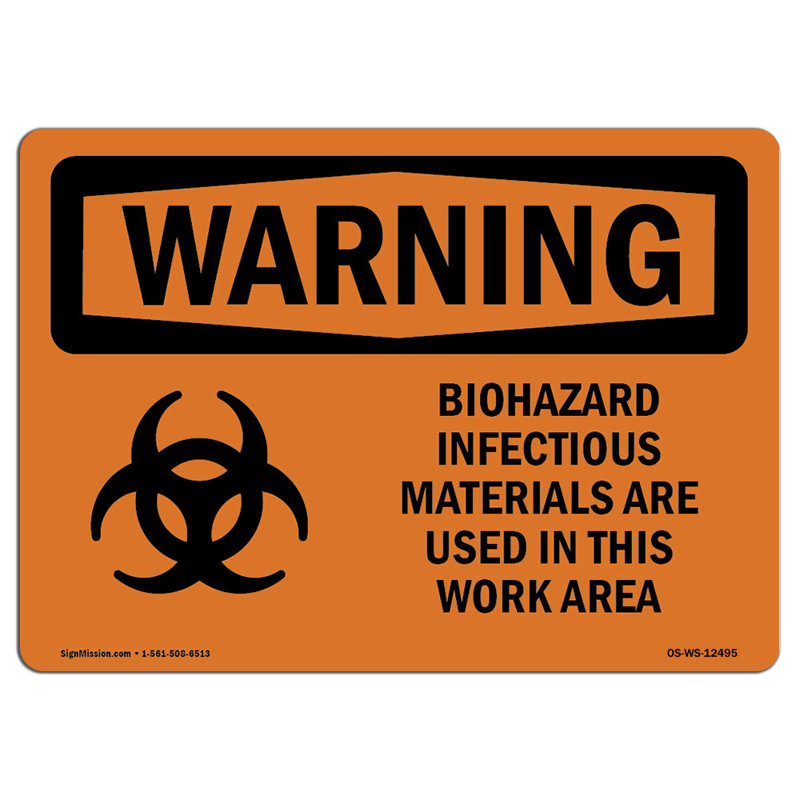 Panneau en aluminium Biohazard Infectious avec symbole 12 x 18, H 18 po x l 24 po x P 0,1 po