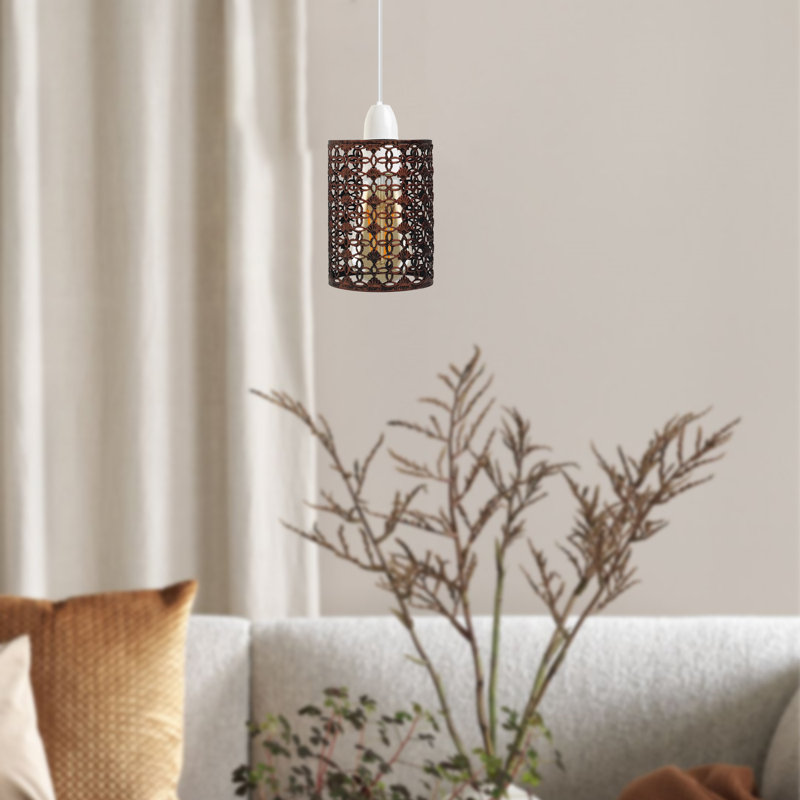 14cm H Metal Drum Lamp Shade ( Uno ), Rustic Red