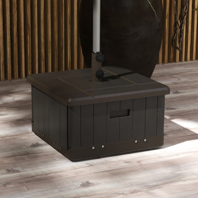 Table de parasol remplissable de 175 lb, 31 po, brun, avec roulettes et poignées pour une base portable amusante, facile à manipuler à l'extérieur