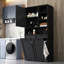 Laundry Cabinet With Doors And Shelf, Tilt-Out Laundry Hamper, Multiple Storage Space, Freestanding Style, Open Shelve, Adjustable Shelf