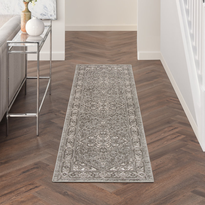 Knibbs Machine Woven Polypropylene/Polyester Area Rug in Gray, Runner 2'2" x 7'6