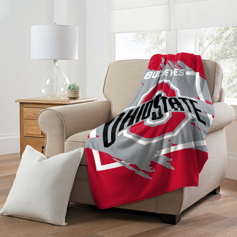 Ohio State Buckeyes Red and Gray Micro Raschel Throw Blanket