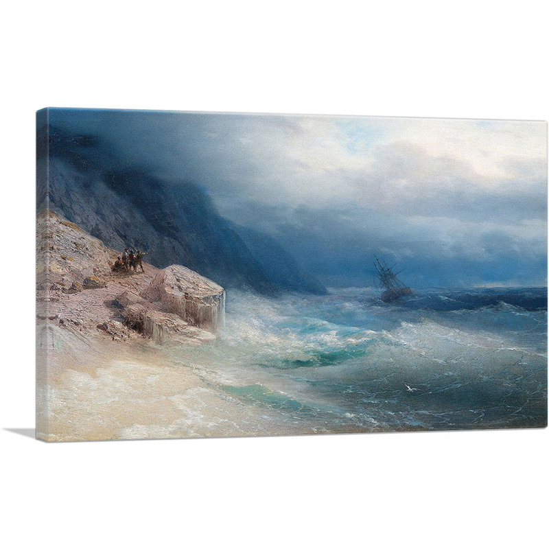 " Storm At Sea 1881 " by Ivan Aivazovsky Painting Print, 12" H x 18" W x 1.5" D