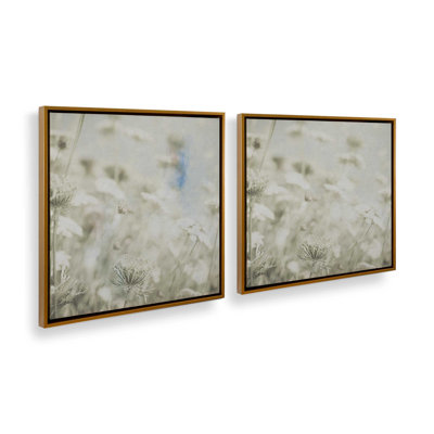 Pastel Wildflower Whispers Set of 2 Canvas Prints in a White Frame, 24" x 24"