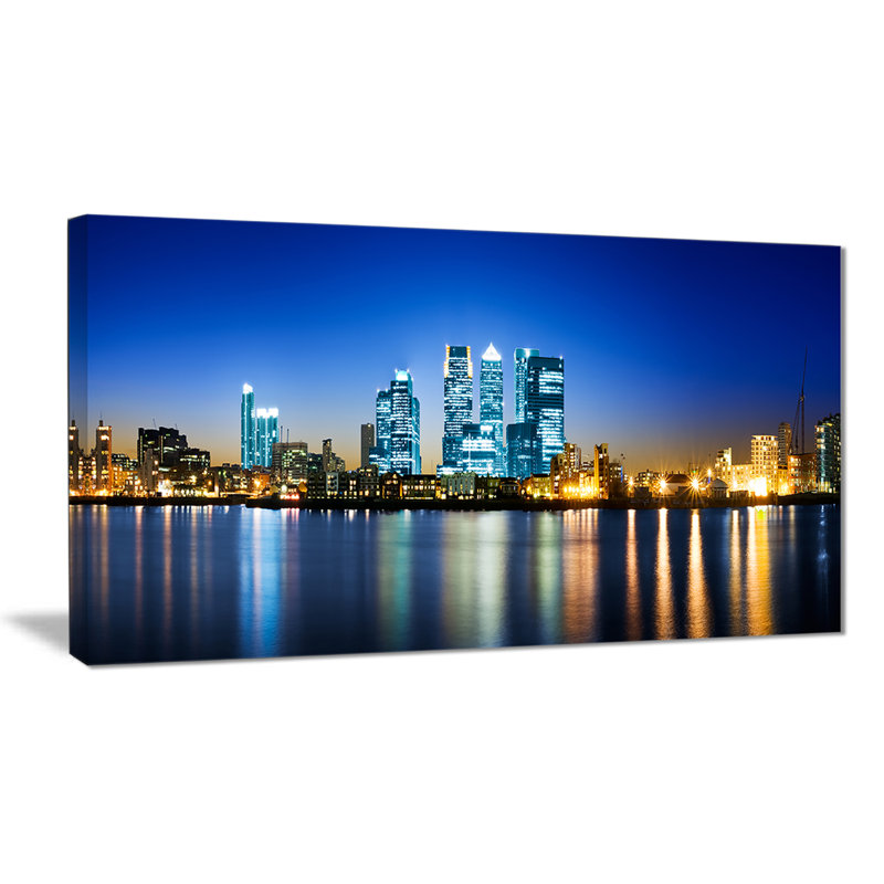 Canary Wharf London - reproduction de photo sur toile tendue, H 16 po x l 32 po x P 1 po