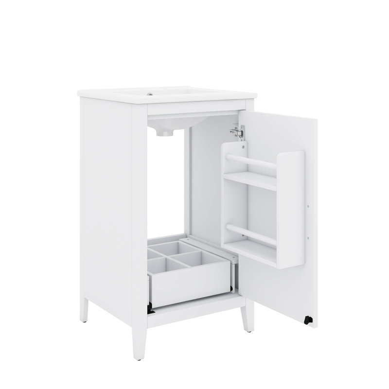 Ensemble de meuble-lavabo tendance 20,3 pouces avec tiroir pratique et support de porte, Blanc