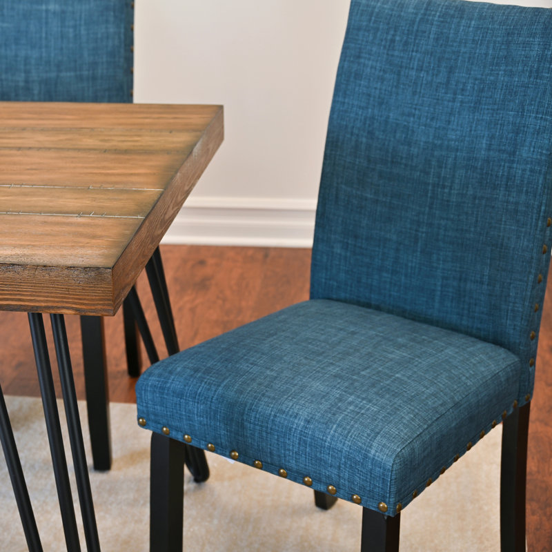 Ensemble de salle à manger 7 pièces, table à manger en épingle à cheveux avec 6 chaises, 3 options de couleurs, Bleu