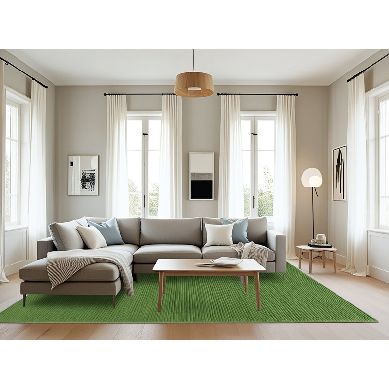 Tapis vert uni lavable à la machine, Rectangle 6 pi x 9 pi