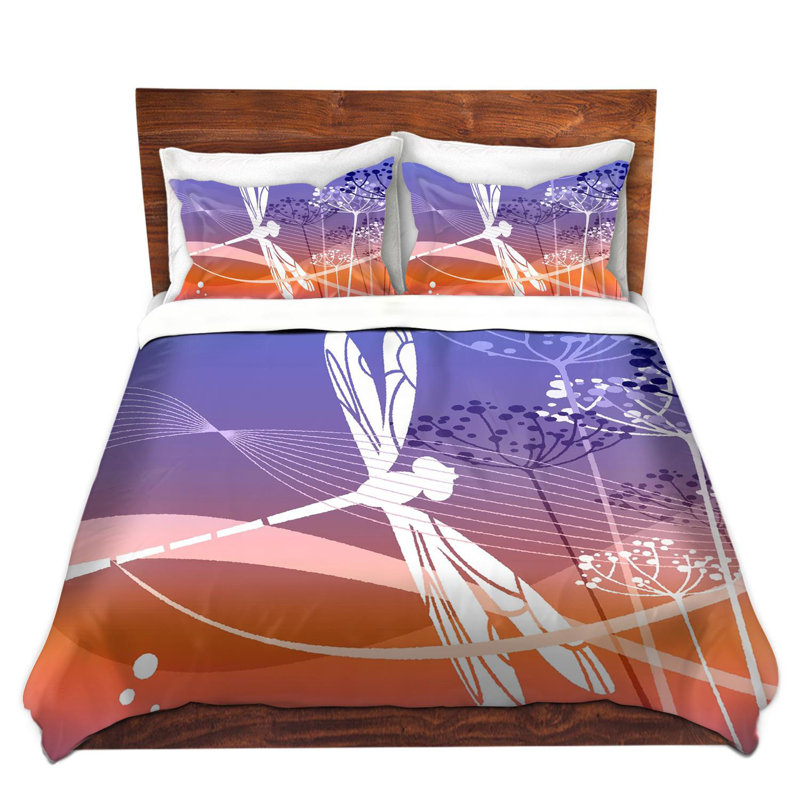 Polyester Duvet Cover, 1 Twin Duvet Cover + 1 Standard Sham, Blue/Purple/Orange