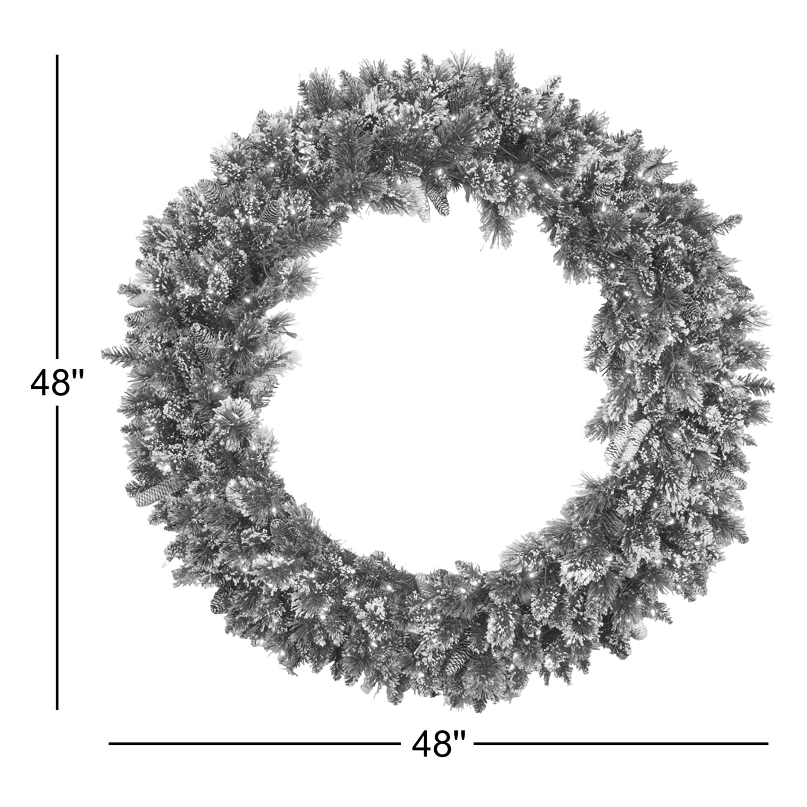 48'' Faux Pinecone Lighted Wreath