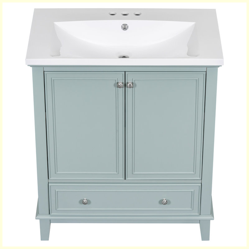 Meuble-lavabo moderne multifonctionnel avec lavabo et tiroir, Vert