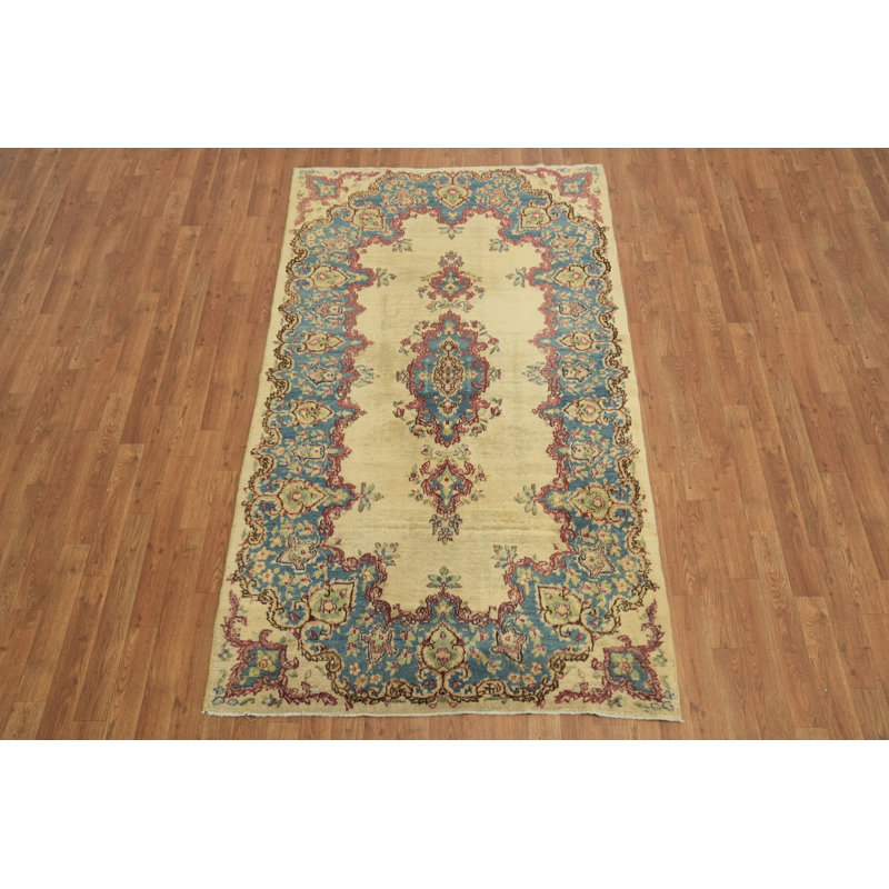 Tapis en laine à motif floral rétro de qualité supérieure 4 x 7