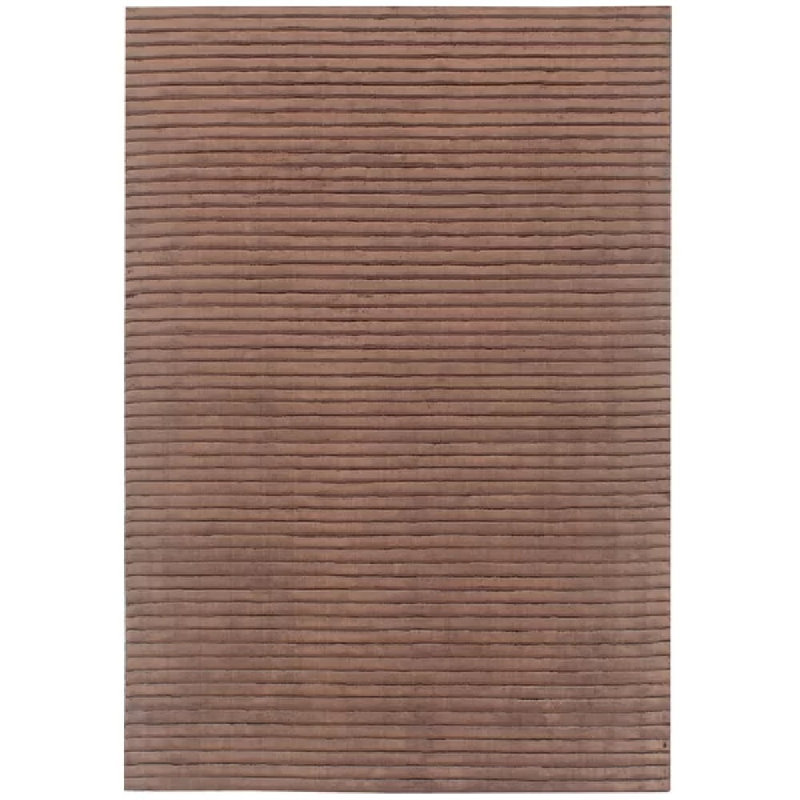 High Low Striped Area Rug in Chocolate, Rectangle 8' x 10'