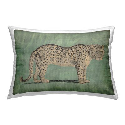 Design de coussin décoratif traditionnel guépard sur vert par June Erica Vess