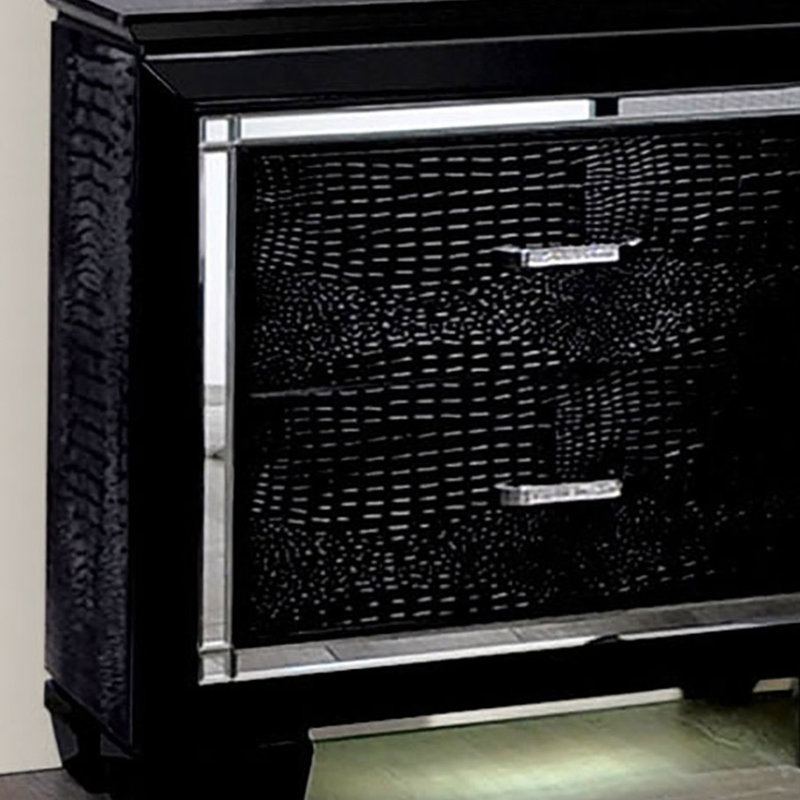 Table de chevet contemporaine 1pc avec table de chevet noire et lumière DEL
