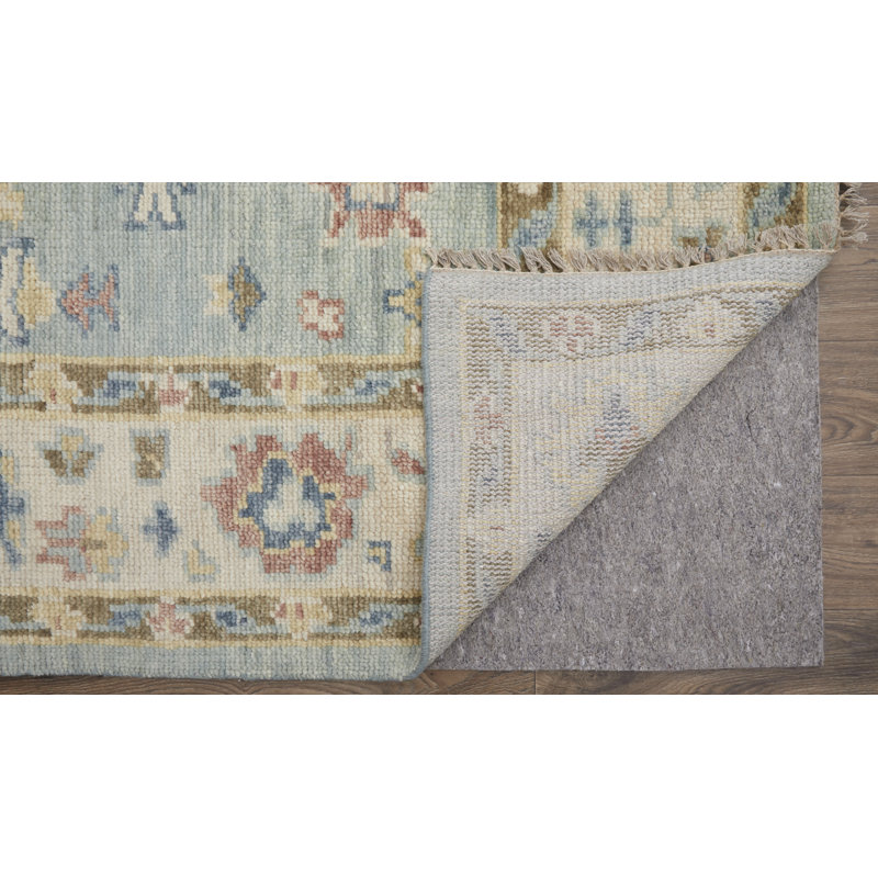 Abinesh Wool Floral Area Rug, Rectangle 2' x 3', Blue/Ivory