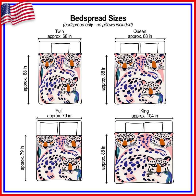 Abstract Leopards Illustration Bedding Leopard Bedspread Animal, Queen