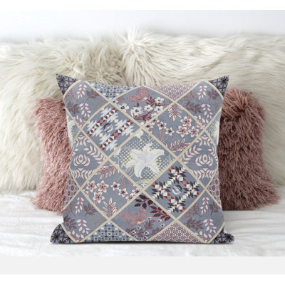 Floral Faux Suede Reversible Throw Pillow
