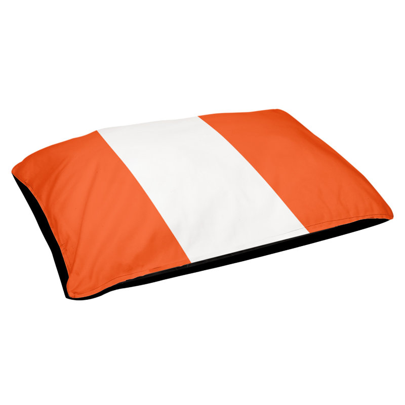 Coussin de lit pour chien Cincinnati, Grand (l 50 po x P 40 po x H 7 po), Orange / blanc