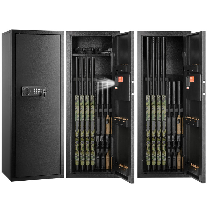 Armoire de rangement pour armes à feu 6 à 8 carabines à accès rapide avec verrou à clavier numérique et tablette amovible pour carabines et fusils de chasse