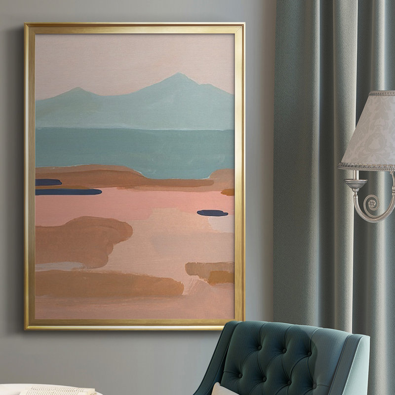 Désert du lever du soleil II - impression, Encadrement doré, H 42,5 po x l 30,5 po x P 1 po