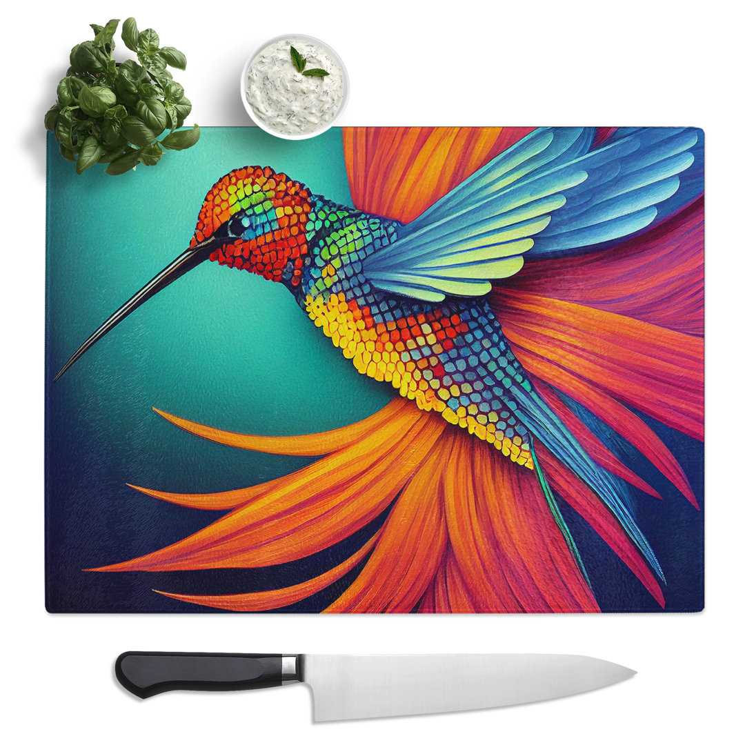 Exotic Hummingbird Abstract  Glass Chopping Board