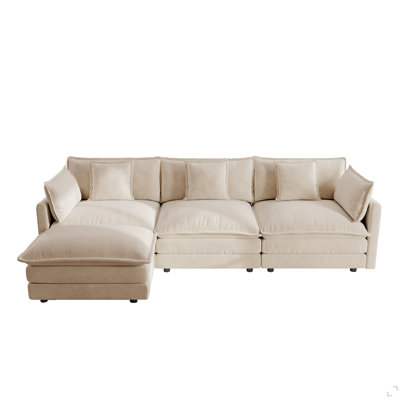 Free Combination Comfy Upholstery Modular Oversized L Shaped Sectional Sofa With Reversible Ottoman