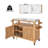 Martel Modern Farmhouse Acacia Wood Outdoor Bar Cart with Marble-Effect Top & Storage Cabinet