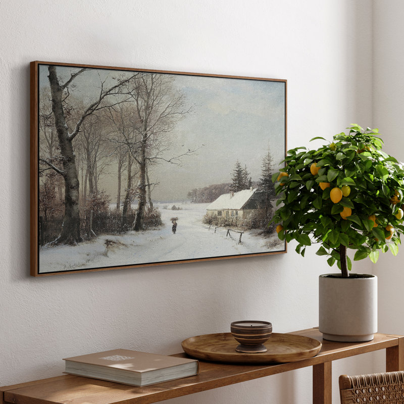 Paysage rétro - CCLxxviii, H 25 po x l 37 po x P 2 po, Toile encadrée noyer flottant