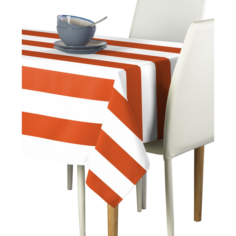 Milliken Signature Cotton Striped Tablecloth Rectangular Ervin Stripe, 104" L x 60" W, Orange