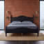 Base de lit en bois noir de style campagnard grand lit, lit de style colonial côtier avec support de lattes en bois stable-130154038-130154035