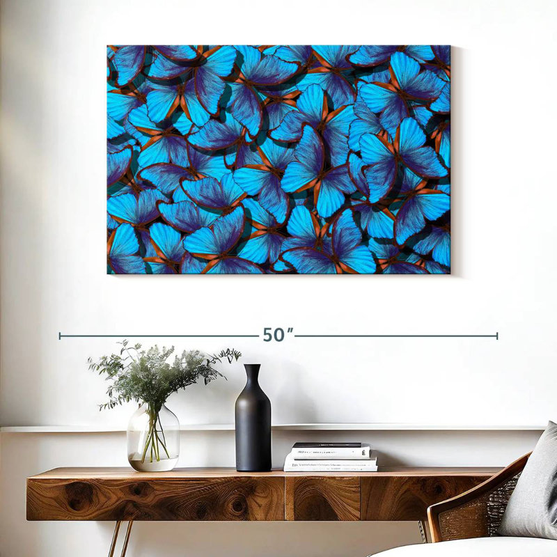 Essaim de papillon bleu Brampt, H 26 po x l 39 po