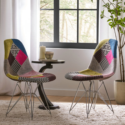 2 pièces de fauteuils de salon bohémiens, motif géométrique et chaises modernes confortables, housse colorée avec pieds chromés