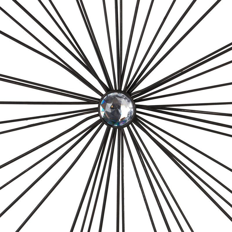 Caryn Metal Starburst Black Wall Decor with Crystal Embellishments