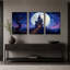 Maison hantée sous la pleine lune avec Halloween - Ensemble de 3 toiles murales-1204918676