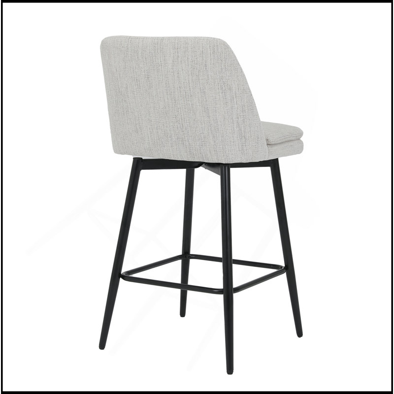 Ensemble de 2 tabourets de bar pivotants à hauteur de comptoir, tabourets de bar pivotants à 360 ° avec dossier et pieds en métal, siège d'une hauteur de 25,6 po, tabourets de comptoir pour îlot de cuisine et pub, toile de lin, lin blanc cassé.