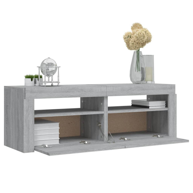 Letizia TV Cabinet with LED Lights 120x35x40 cm, Grey Sonoma
