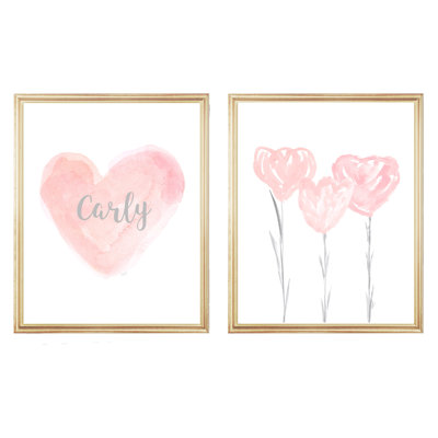 Romantic Tulip & Heart, Set of 2 Paper Prints