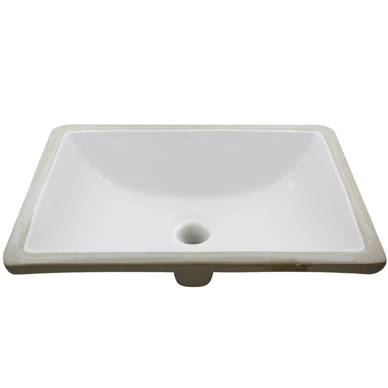 Lavabo de salle de bain rectangulaire encastré blanc avec trop-plein